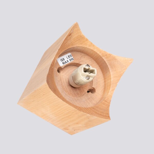 Gemütliche Deckenleuchte Glas Holz G9 L:12 cm blendarm