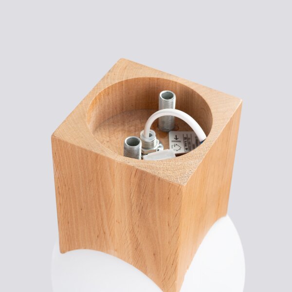 Gemütliche Deckenleuchte Glas Holz G9 L:12 cm blendarm