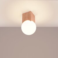 Gemütliche Deckenleuchte Glas Holz G9 L:12 cm blendarm