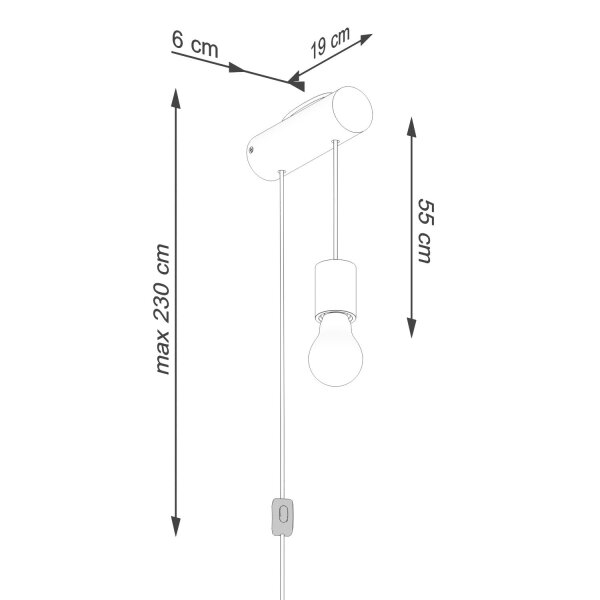 Wandleuchte Holz Natur E27 Schalter Stecker T:19 cm