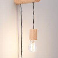 Wandleuchte Holz Natur E27 Schalter Stecker T:19 cm