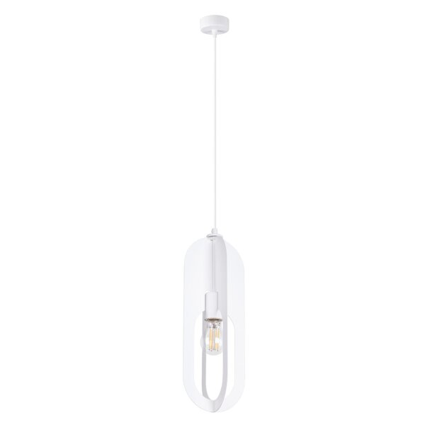 Stilvolle Hängelampe Weiß Stahl E27 Ø11 cm rund Modern