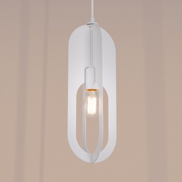 Stilvolle Hängelampe Weiß Stahl E27 Ø11 cm rund Modern