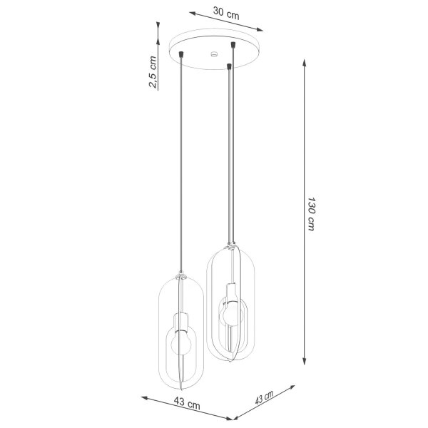 Stilvolle Hängelampe Weiß Stahl E27 L:43 cm Modern