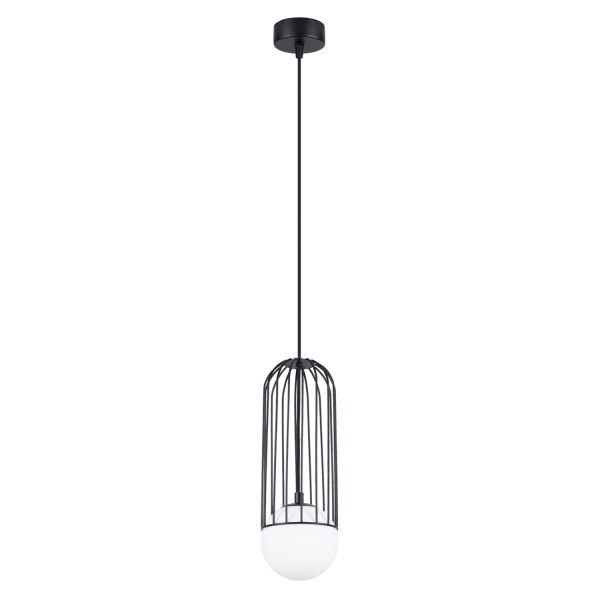 Hängelampe Schwarz G9 Glas Stahl Ø12 cm rund blendarm