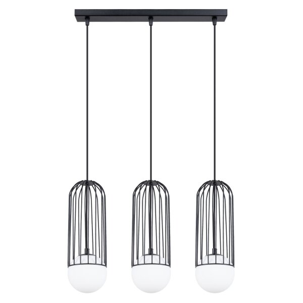 Hängelampe Schwarz G9 Glas Stahl 54 cm 3-flmg blendarm