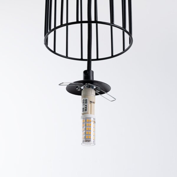 Hängelampe Schwarz G9 Glas Stahl 54 cm 3-flmg blendarm