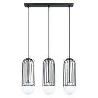 Hängelampe Schwarz G9 Glas Stahl 54 cm 3-flmg blendarm