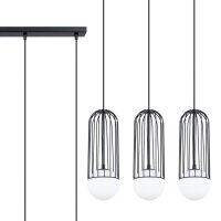 Hängelampe Schwarz G9 Glas Stahl 54 cm 3-flmg blendarm