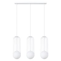 Pendelleuchte Weiß G9 Glas Stahl 54 cm 3-flmg blendarm