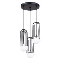 Hängelampe Schwarz G9 Glas Stahl L:34 cm 3-flammig