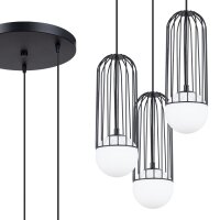 Hängelampe Schwarz G9 Glas Stahl L:34 cm 3-flammig