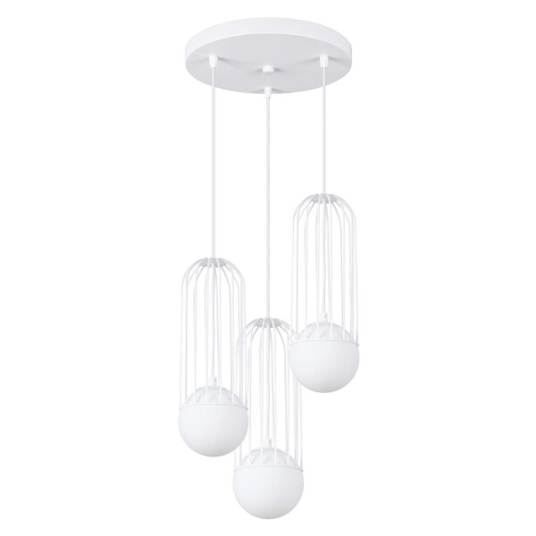 Hängelampe Weiß G9 Glas Stahl 34 cm 3-flammig blendarm