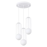 Hängelampe Weiß G9 Glas Stahl 34 cm 3-flammig...