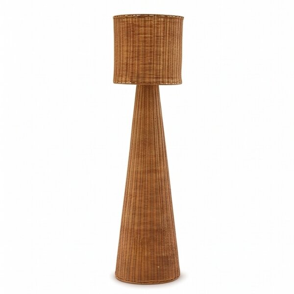 LED Stehlampe Rattan Natur dimmbar IP54 H:137 cm