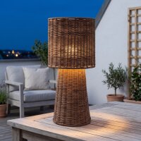 Tischleuchte Rattan IP54 Terrasse Garten E27 H:38 cm