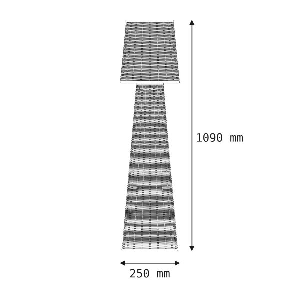 LED Akku Stehlampe dimmbar IP54 3000 K 109 cm Rattan