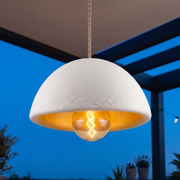 LED Akku Hängelampe Außen Beige dimmbar IP54 Ø38 cm 20h