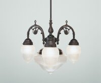 Kronleuchter Messing Glas Weiß E27 L:60 cm blendarm