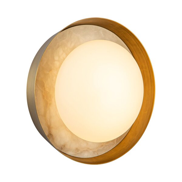 LED Wandleuchte rund Ø 21,6 cm Alabaster Glas Metall 2825 K