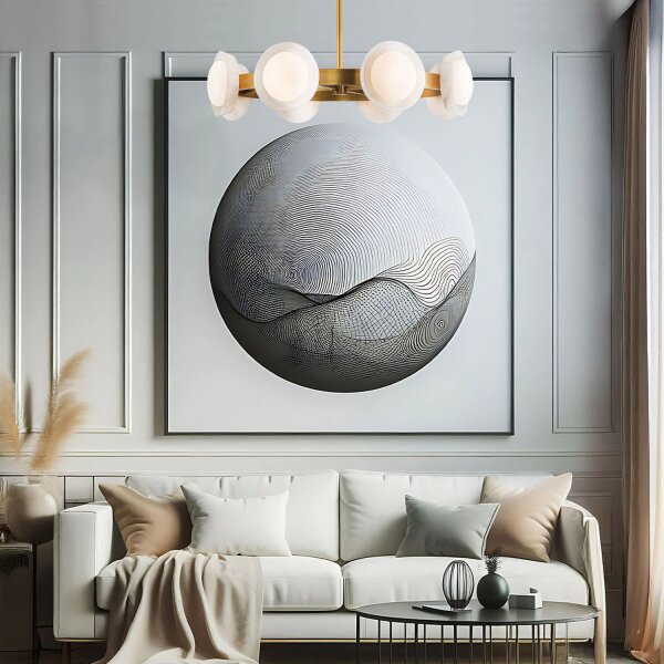 LED Hängeleuchte rund Ø 94,6 cm Metall Glas Alabaster