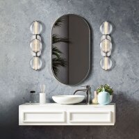 LED Wandlampe Badezimmer B: 63,1 cm Chrom IP44 Glas Metall