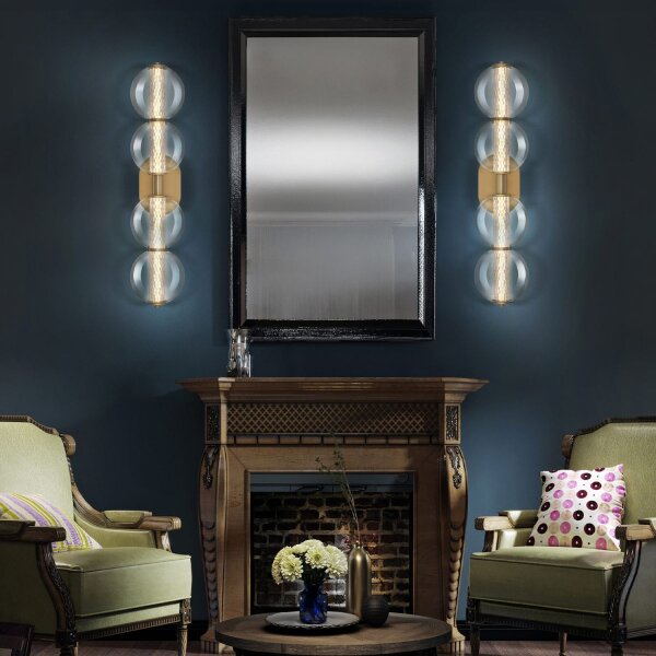 Wandleuchte LED B: 75,6 cm 3000 K IP44 Badezimmer in Gold
