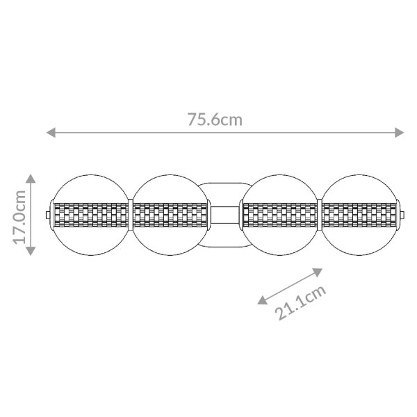 LED Wandlampe Bad Metall Glas B: 75,6 cm IP44 Kugelschirm