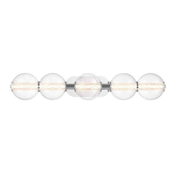 LED Wandleuchte Chrom B: 96,7 cm IP44 Kugelschirm Metall Glas