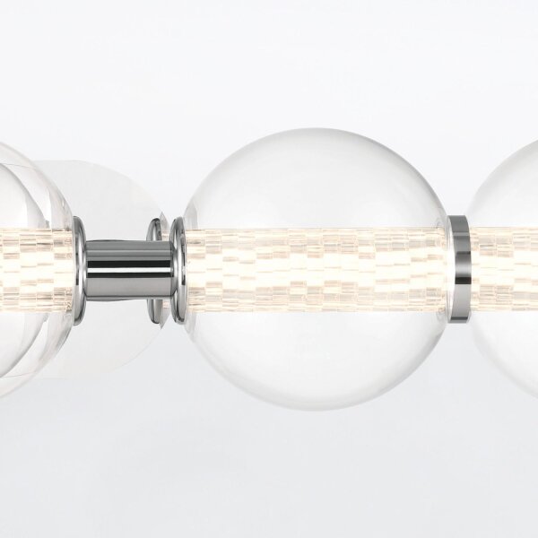 LED Wandleuchte Chrom B: 96,7 cm IP44 Kugelschirm Metall Glas