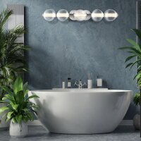 LED Wandleuchte Chrom B: 96,7 cm IP44 Kugelschirm Metall...