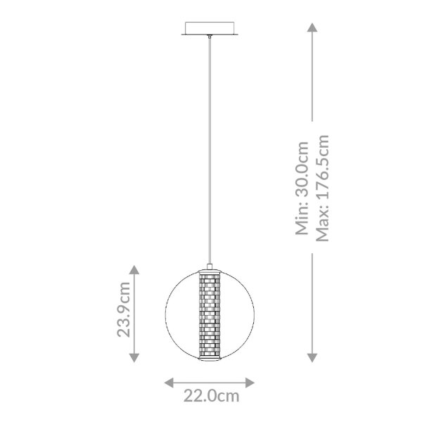 LED Pendelleuchte Kugelschirm Ø 22 cm Glas Metall 3000 K