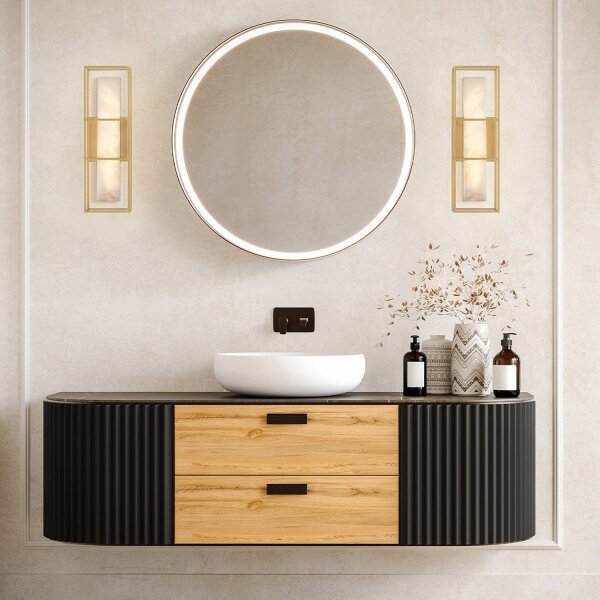 Badezimmerleuchte LED Metall Alabaster H: 40,6 cm IP44