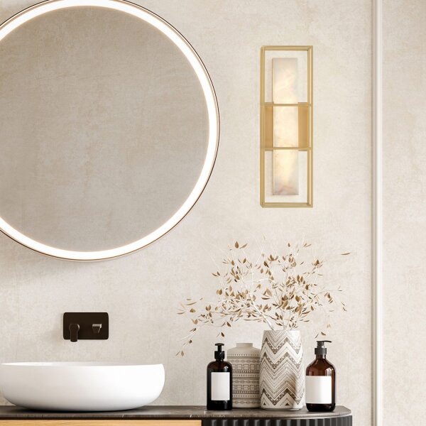 Badezimmerleuchte LED Metall Alabaster H: 40,6 cm IP44