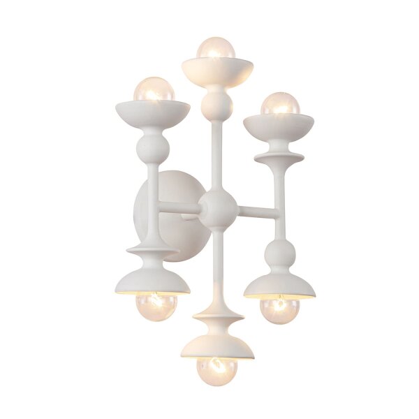 Wandlampe Weiß Antik H: 35,6 cm Metall für 6x E14 Landhaus