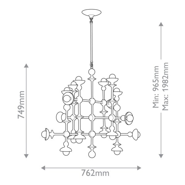 Hängeleuchte Weiß Antik 76,2 cm breit Metall 18x E14