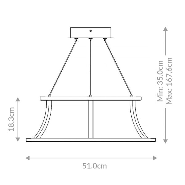 Pendelleuchte LED rund D: 51 cm Metall in Gold gebürstet