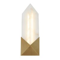 LED Wandlampe innen Alabaster Metall in Messing Antik Wei&szlig;
