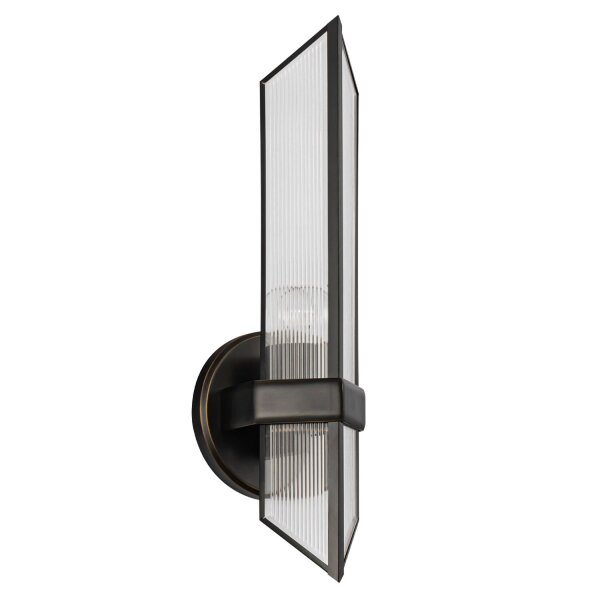Wandlampe Glas Metall H: 38,4 cm in Bronze Antik E27