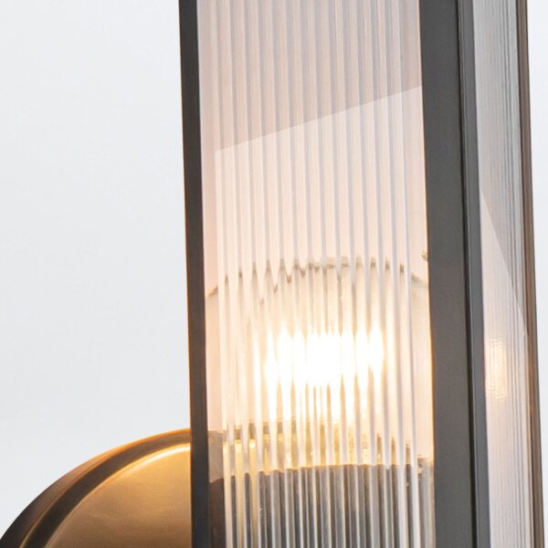 Wandlampe Glas Metall H: 38,4 cm in Bronze Antik E27