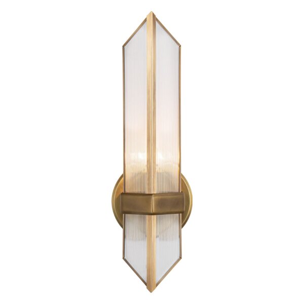 Wandleuchte Metall Glas H: 38,4 cm in Messing Antik E27