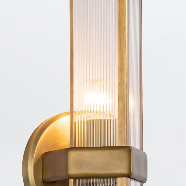 Wandleuchte Metall Glas H: 38,4 cm in Messing Antik E27