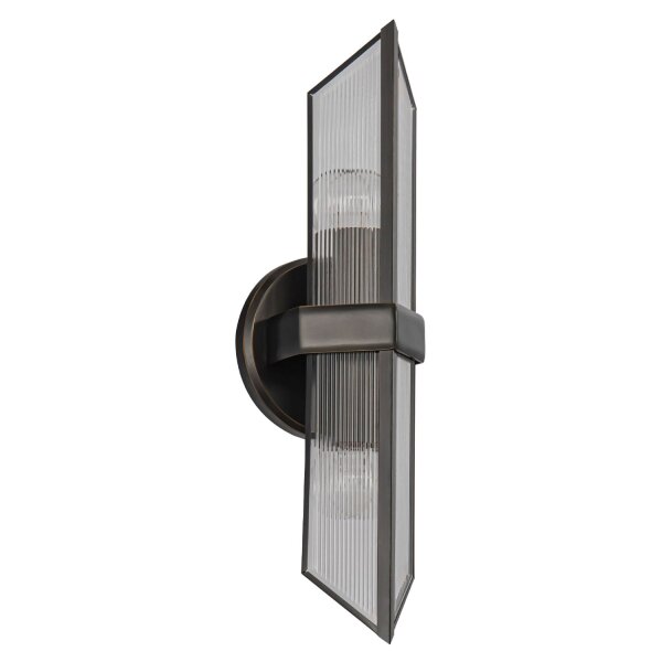Wandleuchte Art Déco H: 38,4 cm 2x E27 Metall Glas
