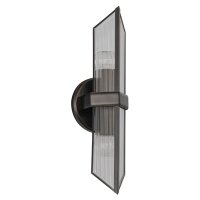 Wandleuchte Art Déco H: 38,4 cm 2x E27 Metall Glas