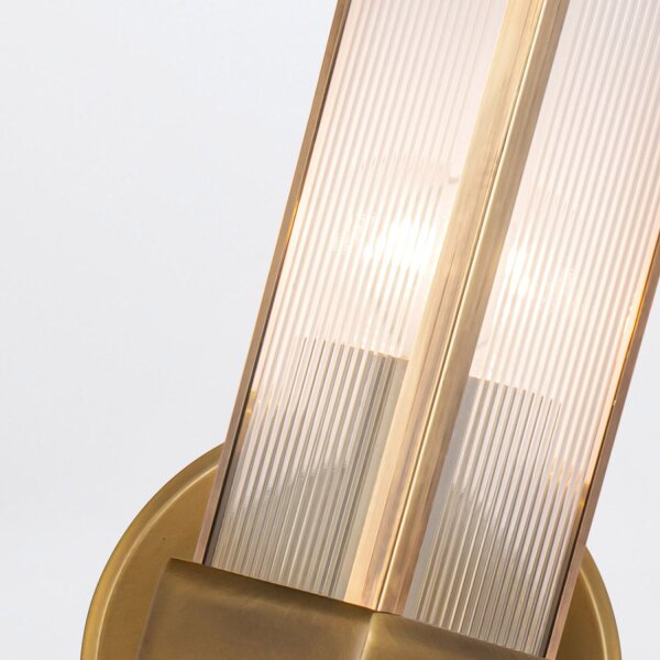 Wandlampe Glas Metall 38,4 cm hoch in Messing Antik 2x E27