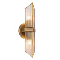 Wandlampe Glas Metall 38,4 cm hoch in Messing Antik 2x E27