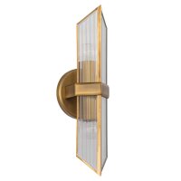 Wandlampe Glas Metall 38,4 cm hoch in Messing Antik 2x E27