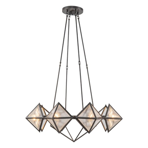 Hängelampe Art Déco B: 76,2 cm Metall Glas in Bronze Antik