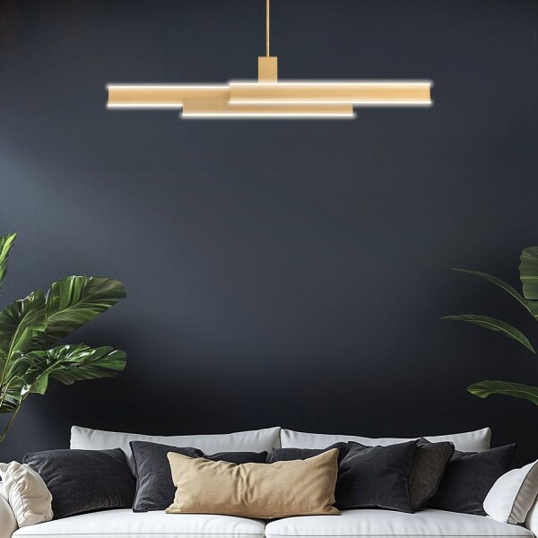LED Pendelleuchte Metall in Gold B: 114,5 cm Modern Design