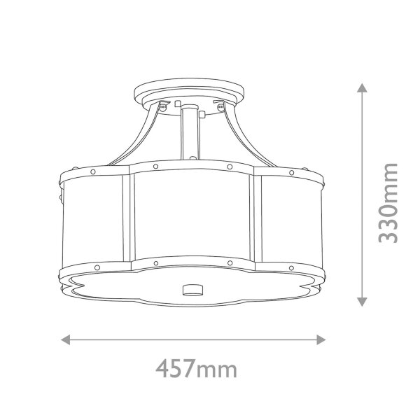 Deckenlampe Metall Glas 45,7 cm breit in Messing Antik